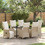 Set da Pranzo per Giardino con cuscino 7 pcs Beige polyrattan