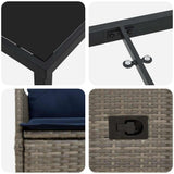 Set di tavolo e sedie con cuscino 5 pcs Grigio Rattan in PE