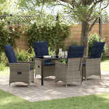 Set di tavolo e sedie con cuscino 5 pcs Grigio Rattan in PE