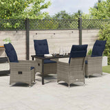 Set di tavolo e sedie con cuscino 5 pcs Grigio Rattan in PE