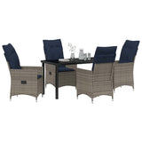 Set di tavolo e sedie con cuscino 5 pcs Grigio Rattan in PE