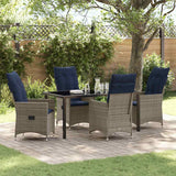 Set di tavolo e sedie con cuscino 5 pcs Grigio Rattan in PE