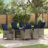 Set di tavolo e sedie con cuscino 7 pcs Grigio Rattan in PE