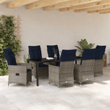 Set di tavolo e sedie con cuscino 7 pcs Grigio Rattan in PE