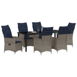 Set di tavolo e sedie con cuscino 7 pcs Grigio Rattan in PE