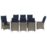 Set di tavolo e sedie con cuscino 9 pcs Grigio Rattan in PE