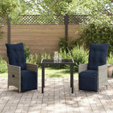 Set di tavolo e sedie con cuscino 3 pcs Grigio Rattan in PE