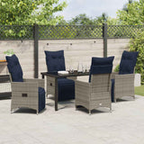 Set di tavolo e sedie con cuscino 5 pcs Grigio Rattan in PE