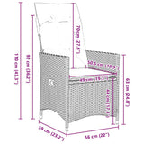 Set di tavolo e sedie con cuscino 5 pcs Grigio Rattan in PE