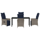 Set di tavolo e sedie con cuscino 5 pcs Grigio Rattan in PE