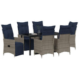 Set di tavolo e sedie con cuscino 7 pcs Grigio Rattan in PE