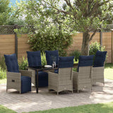 Set di tavolo e sedie con cuscino 7 pcs Grigio Rattan in PE
