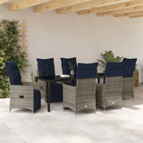 Set di tavolo e sedie con cuscino 7 pcs Grigio Rattan in PE