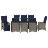 Set di tavolo e sedie con cuscino 9 pcs Grigio Rattan in PE