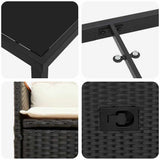 Set da Pranzo per Giardino con cuscino 5 pcs Nero polyrattan