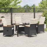 Set da Pranzo per Giardino con cuscino 5 pcs Nero polyrattan
