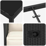 Set da Pranzo per Giardino con cuscino 9 pcs Nero polyrattan
