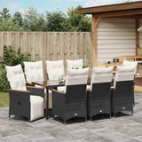 Set da Pranzo per Giardino con cuscino 9 pcs Nero polyrattan