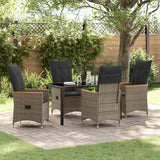 Set da Pranzo per Giardino con cuscino 5 pcs Grigio polyrattan