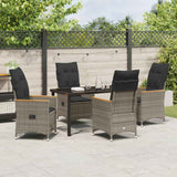 Set da Pranzo per Giardino con cuscino 5 pcs Grigio polyrattan