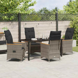 Set da Pranzo per Giardino con cuscino 5 pcs Grigio polyrattan