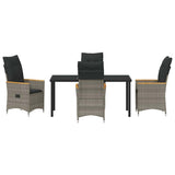 Set da Pranzo per Giardino con cuscino 5 pcs Grigio polyrattan