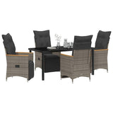 Set da Pranzo per Giardino con cuscino 5 pcs Grigio polyrattan