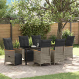 Set da Pranzo per Giardino con cuscino 7 pcs Grigio polyrattan