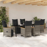 Set da Pranzo per Giardino con cuscino 7 pcs Grigio polyrattan