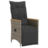 Set da Pranzo per Giardino con cuscino 7 pcs Grigio polyrattan