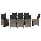 Set da Pranzo per Giardino con cuscino 9 pcs Grigio polyrattan