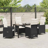 Set da Pranzo per Giardino 5 pcs Nero polyrattan
