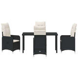 Set da Pranzo per Giardino 5 pcs Nero polyrattan