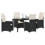 Set da Pranzo per Giardino 5 pcs Nero polyrattan