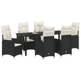 Set da Pranzo per Giardino 7 pcs Nero polyrattan