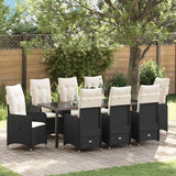 Set da Pranzo per Giardino 9 pcs Nero polyrattan