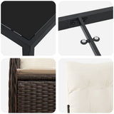 Set da Pranzo per Giardino 5 pcs Marrone polyrattan