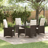 Set da Pranzo per Giardino 5 pcs Marrone polyrattan