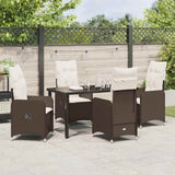 Set da Pranzo per Giardino 5 pcs Marrone polyrattan