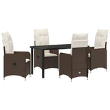 Set da Pranzo per Giardino 5 pcs Marrone polyrattan