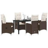 Set da Pranzo per Giardino 5 pcs Marrone polyrattan