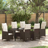 Set da Pranzo per Giardino 7 pcs Marrone polyrattan