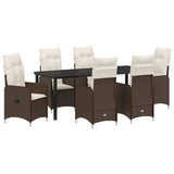 Set da Pranzo per Giardino 7 pcs Marrone polyrattan