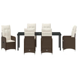 Set da Pranzo per Giardino 7 pcs Marrone polyrattan