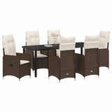 Set da Pranzo per Giardino 7 pcs Marrone polyrattan