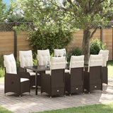 Set da Pranzo per Giardino 9 pcs Marrone polyrattan