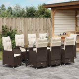Set da Pranzo per Giardino 9 pcs Marrone polyrattan