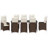 Set da Pranzo per Giardino 9 pcs Marrone polyrattan