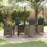 Set da Pranzo per Giardino 5 pcs Grigio polyrattan