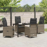 Set da Pranzo per Giardino 5 pcs Grigio polyrattan